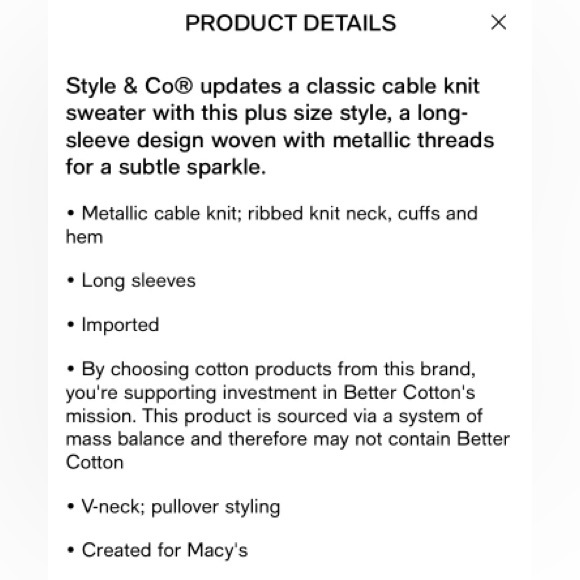 Style & Co V Neck Sweater. Size 1X - Picture 2 of 12